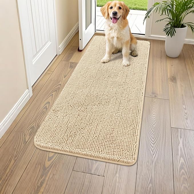 Smiry Dog Door Mat for Muddy Paws 45x27, Absorbent Dirt Trapper, Non-Slip by Smiry