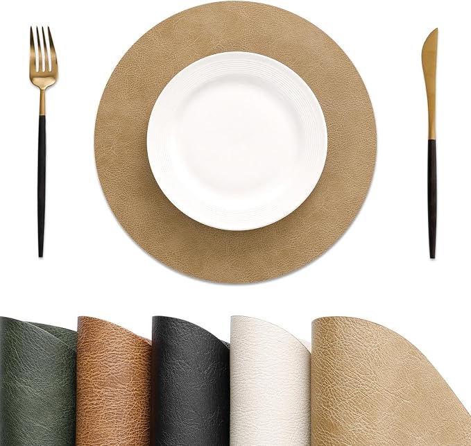 MOSAYT 13 Inch Round Vinyl Placemats Set of 4 by MOSAYT