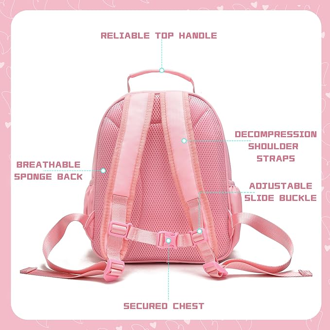I IHAYNER Kids Glitter Lightweight Backpack for School Travel & Daycare, Toddler Backpack for Girls 3+ Preschool Kindergarten Elementary Kids Backpack-Rainbow Pink S