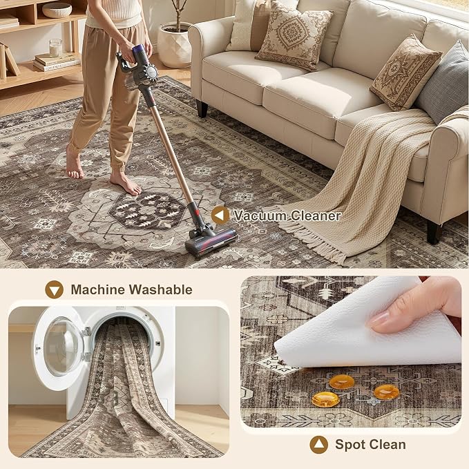 6x9 Washable Area Rug, Large Rugs - Image 2