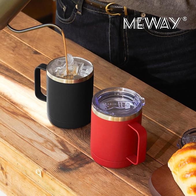 MEWAY 12oz Coffee Mug With Handle 4 Pack Bulk, Stainless Steel Insulated Travel - Image 7