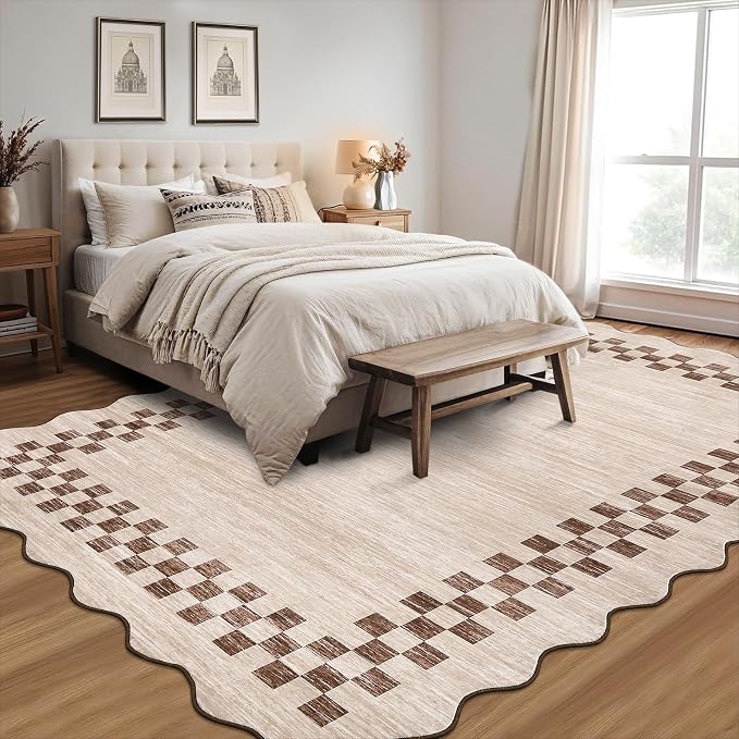 GarveeHome 8x10 Area Rug for Living Room Scalloped Washable Large Bedroom Rug - Image 3