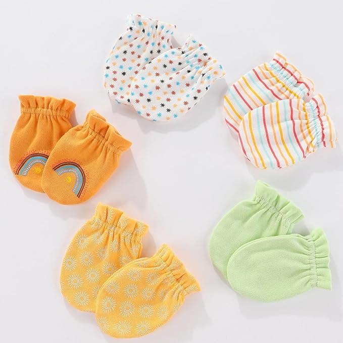 Newborn Baby Boy Girl Caps Mittens Socks Set Cotton Baby Essentials Accessories (Hats+Gloves+Socks)
