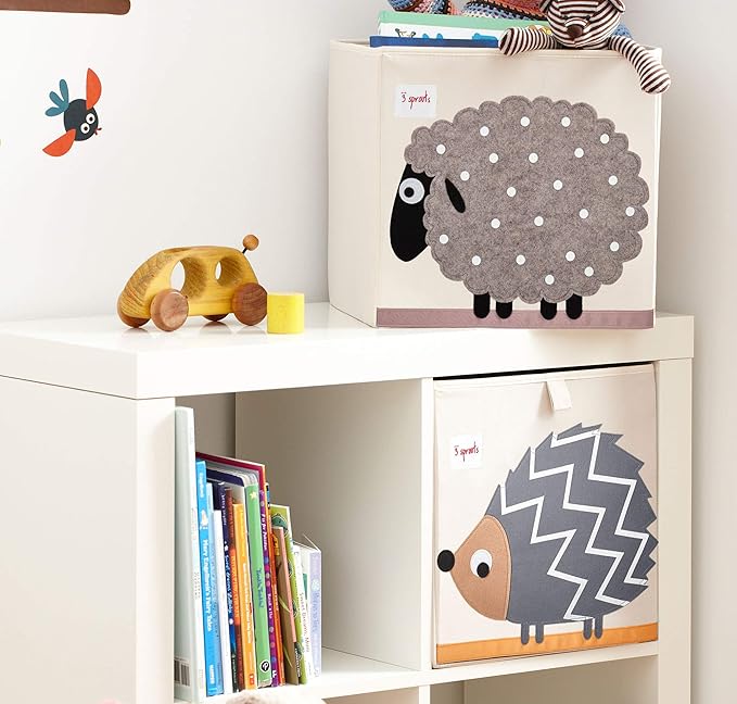 3 Sprouts Toy Storage Organizer: Toy Box Cube Organizer for Playroom, Nursery - Foldable Storage Bin - Sheep