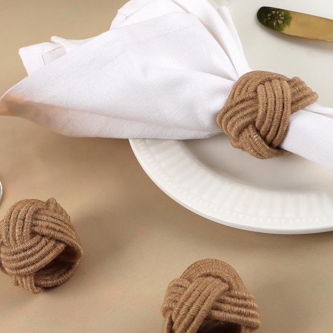 ALPHA Living HOME Rustic Jute Napkin Rings Set of 12 - Image 9