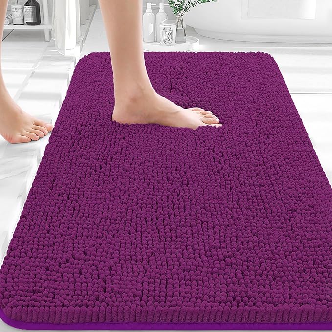 OLANLY Bathroom Rugs 36x24, Extra Soft Absorbent Chenille Bath Rugs, Rubber by OLANLY