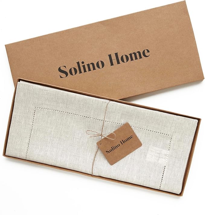Solino Home 100% Linen Table Runner Natural, Classic Hemstitch 14 x 72 in | - Image 5