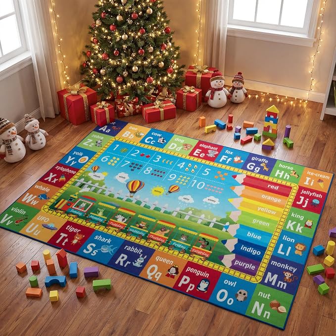 Unirea 4x6 Kids Rug for Playroom Bedroom Living Room, Washable Educational Play - Image 8
