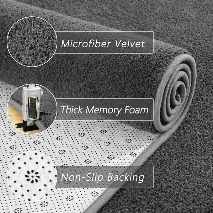 5x7 Feet Grey Area Rugs for Bedroom, Indoor Washable Memory Foam Rug for Living - Image 4
