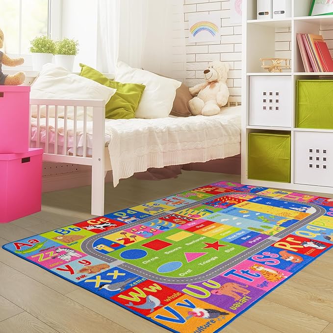 Kids Rug for Playroom Classroom, ABC Alphabet Numbers Play Toddlers Rugs - Image 8