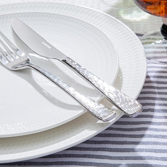 Silverware Set with Serving Utensils, 45 Piece Flatware Set, 18/10 Steel | - Image 3