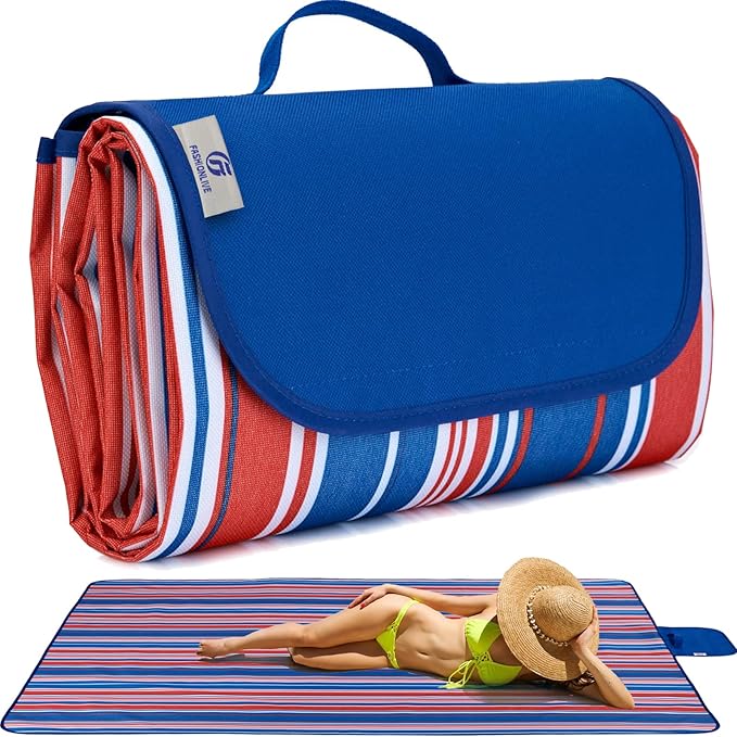 Beach Blanket Picnic Mat Outdoor Picnic Blanket Extra Large Sand Proof Waterproof Portable Beach Chair Mat for Adult Camping Hiking Travel Park Law Grass