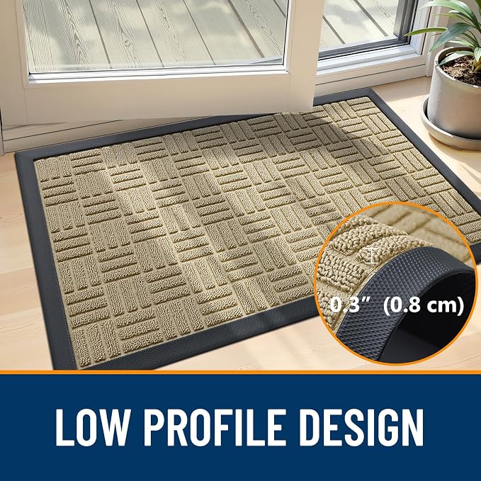 OLANLY Front Door Mat Outside Entrance 33x21, Heavy Duty Sturdy Natural Rubber - Image 5