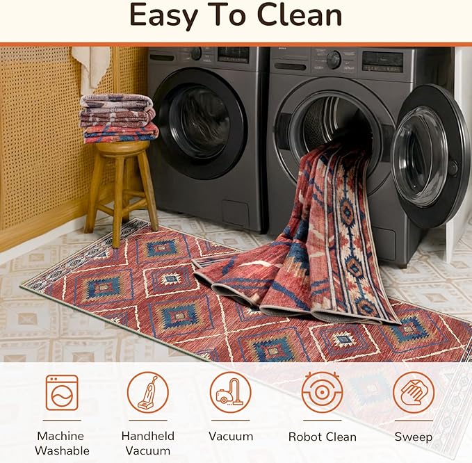 BESTSWEETIE Area Rug 2x10 Rug Machine Washable Non-Slip Low Pile Print Pattern - Image 6