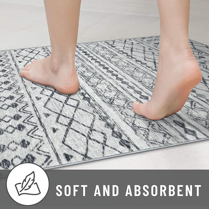 KUTA Moroccan 8x10 Rugs for Living Room Grey, Washable Boho Area Rug Non-Slip - Image 7