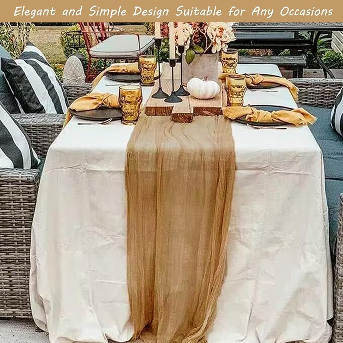 12 Pack 10Ft Cheesecloth Table Runner 35x120 Inch Boho Gauze Table Runner - Image 7