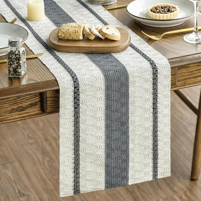 Artoid Mode Dark Green Rustic Woven Table Runner 12x60 Inch | Holiday Farmhouse by ArtoidMode