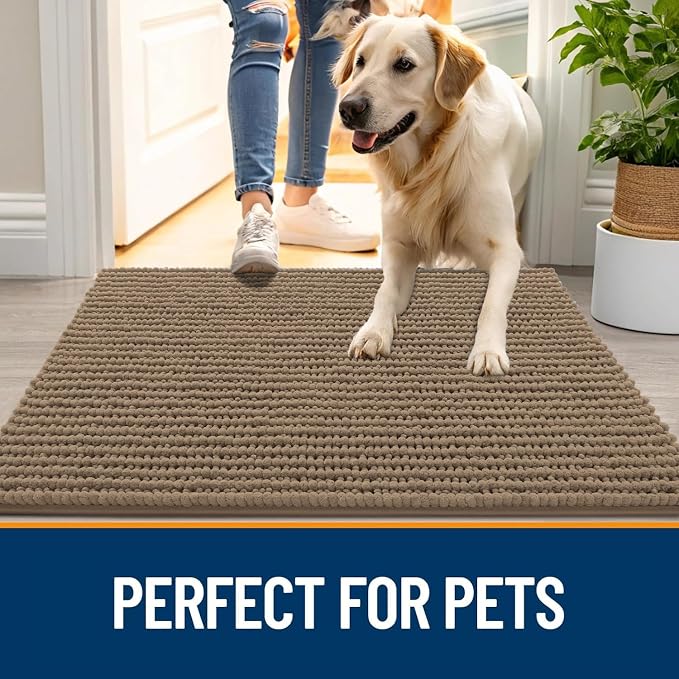 OLANLY Dog Door Mat for Muddy Paws 24x16, Ultra Absorbent Chenille Mud Doormat - Image 6