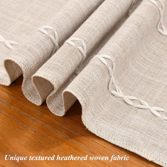 Wracra Rustic Linen Table Runner, Light Coffee Table Runners 72 inches Long | - Image 3