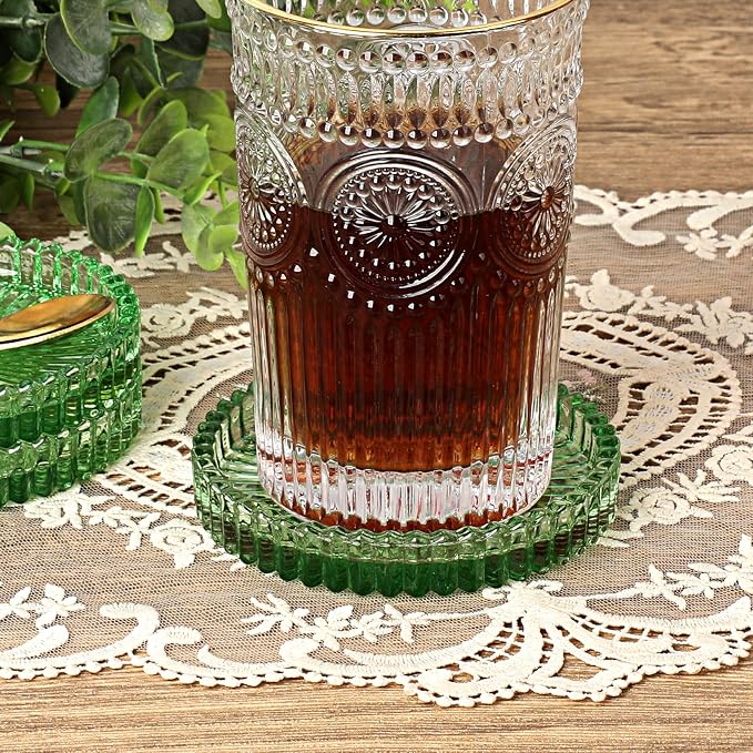 JUXYES Set of 5 Heat-Resistant Clear Glass Coaster - Image 4