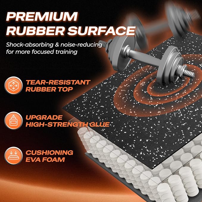 SUPERJARE 0.56'' Thick 12 Pcs 48 Sq Ft Rubber Top Exercise Equipment Mats - Image 5