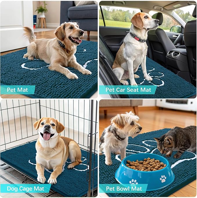 OLANLY Dog Door Mat for Muddy Paws 54x24, Paw Print Design, Absorbs Moisture - Image 7