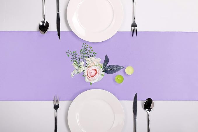 5-Pack Satin Table Runner Lavender 12 x 108 inches Long, Table Runners - Image 2