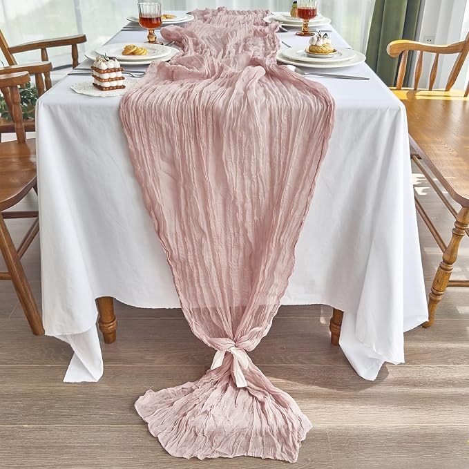 IVAPUPU Dusty Pink Table Runner 120 Inches - Image 3