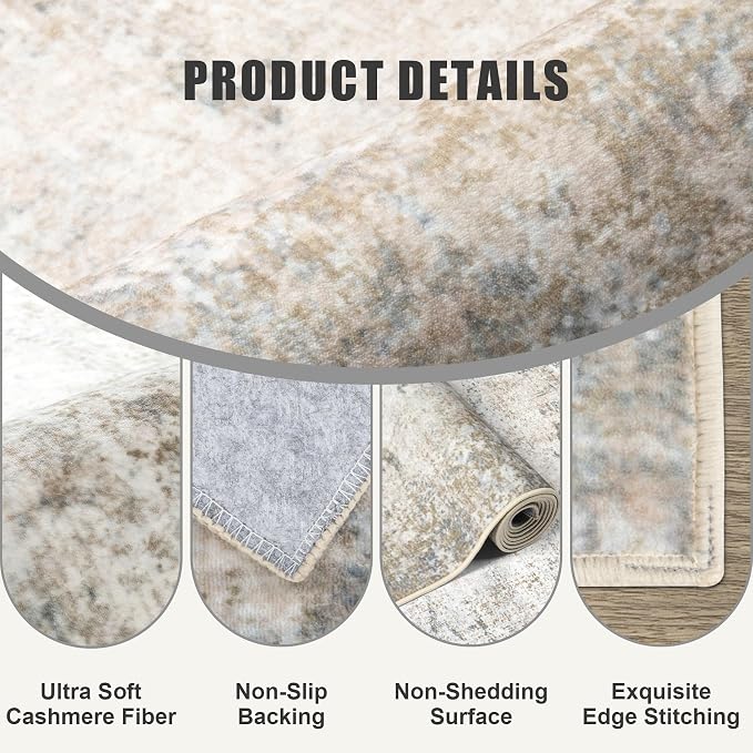 4x6 Area Rug Living Room Rug: Washable Modern Abstract Soft Thin Rug Indoor - Image 6