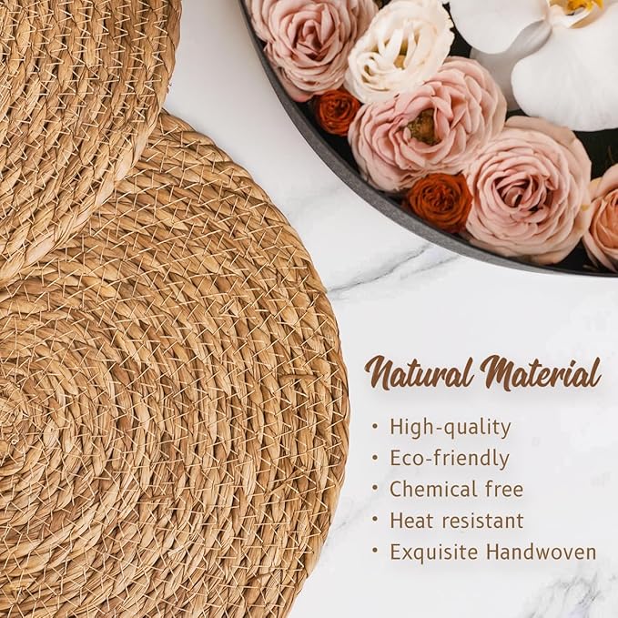 BAVIFY 13" Round Woven Placemats Set of 6, Plate Chargers - Image 4