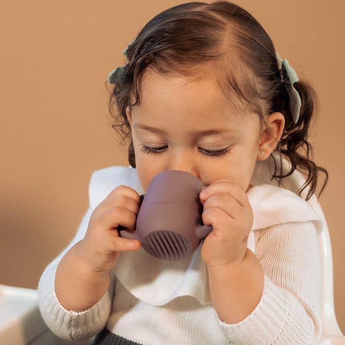 | Teenie Tiny™ Silicone Developmental Baby-Led Weaning Drinking Cups (2 pack) (Mauve and Blue Fusion)
