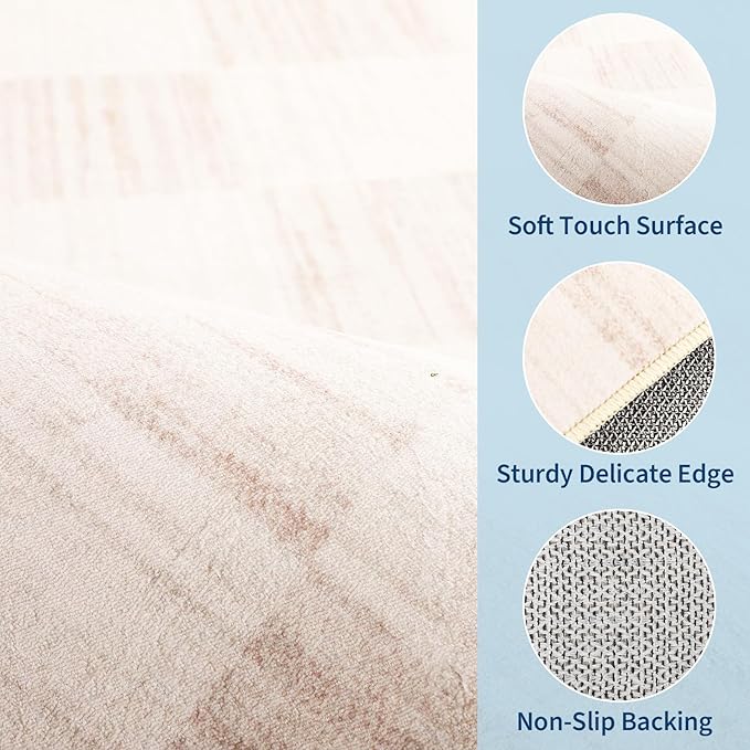 GarveeHome Beige Checkered Rug 5×7 Area Rugs - Image 6
