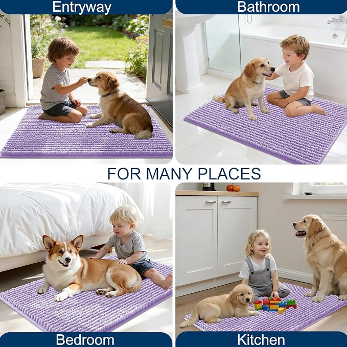 OLANLY Dog Door Mat for Muddy Paws 59x24, Ultra Absorbent Chenille Mud Doormat - Image 8