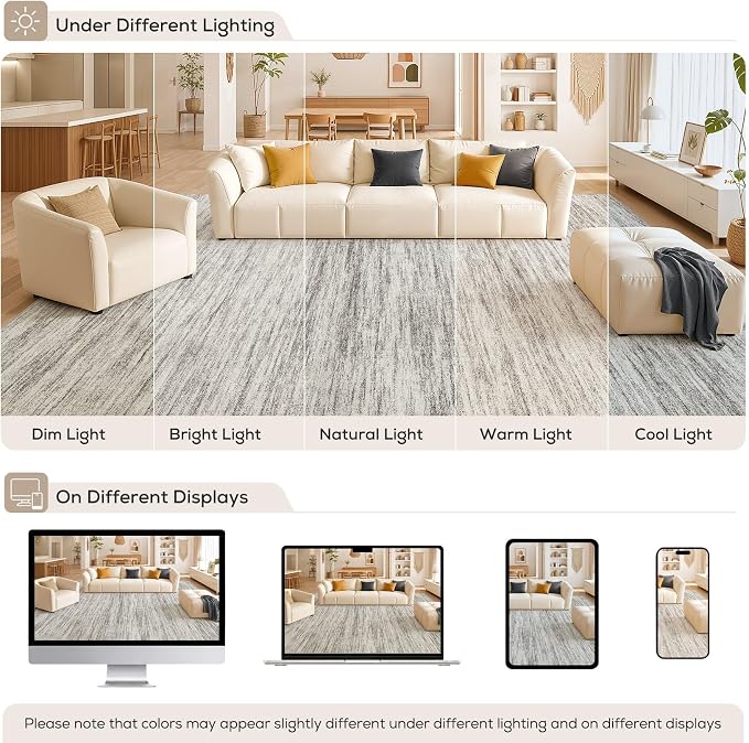 Nakagishi 7X9 Area Rugs Living Room: Washable Large Vintage Rug Neutral - Image 9