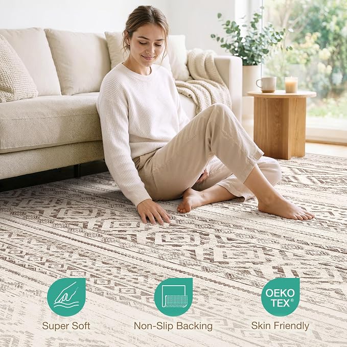 cotiled 10x14 Area Rugs Living Room Rug: Washable Boho Rugs - Image 4
