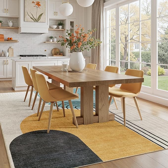 DCX Machine Washable Area Rug 9x12, Mid Century Modern Non Slip Stain Resistant - Image 2