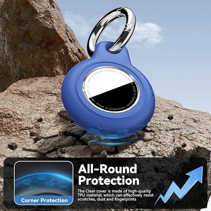 Upgrade Waterproof Airtags Holder with Apple Airtags Keychain, Hard PC Air Tag Case, Anti-Scratch & Shock Air tag Holder,Men's Women's Keyrings & Keychains, for Dog,Car Key,Luggage-Blue