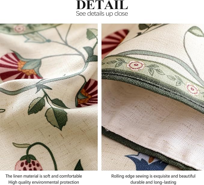 bilin gaier Designer French Linen Long Table Runner, Floral Pattern, Dining - Image 6