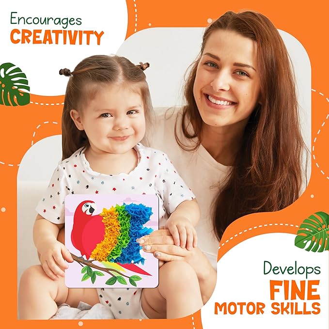 jackinthebox Poke Poke Art – Animals Theme, Mess-Free Fabric Art and Craft, Flower Pressing Kits, Gift for Kids, Girl Gifts, Boy Gift, Toys for Girls and Boys Ages 4 5 6 7 8