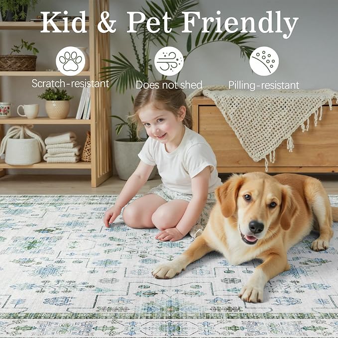 DCX Green 9x12 Rug, Kid & Pet Friendly - Image 8