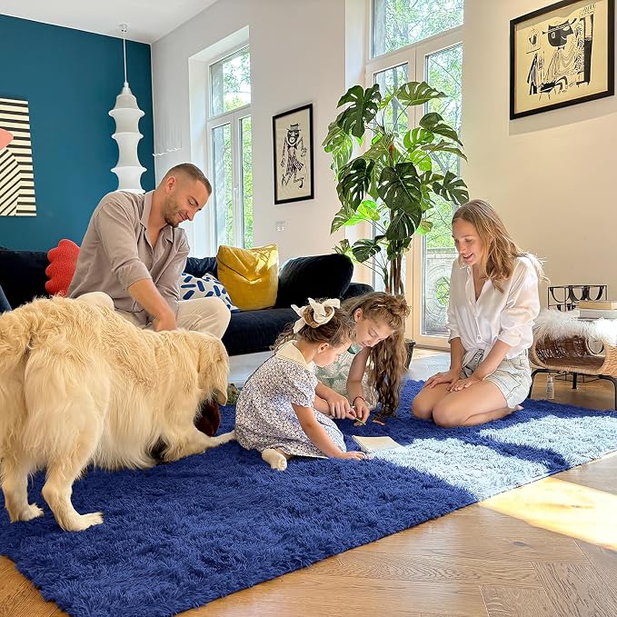 OLANLY 4x4 Machine Washable Accent Rug, Soft Fluffy Shaggy Area Rug - Image 3