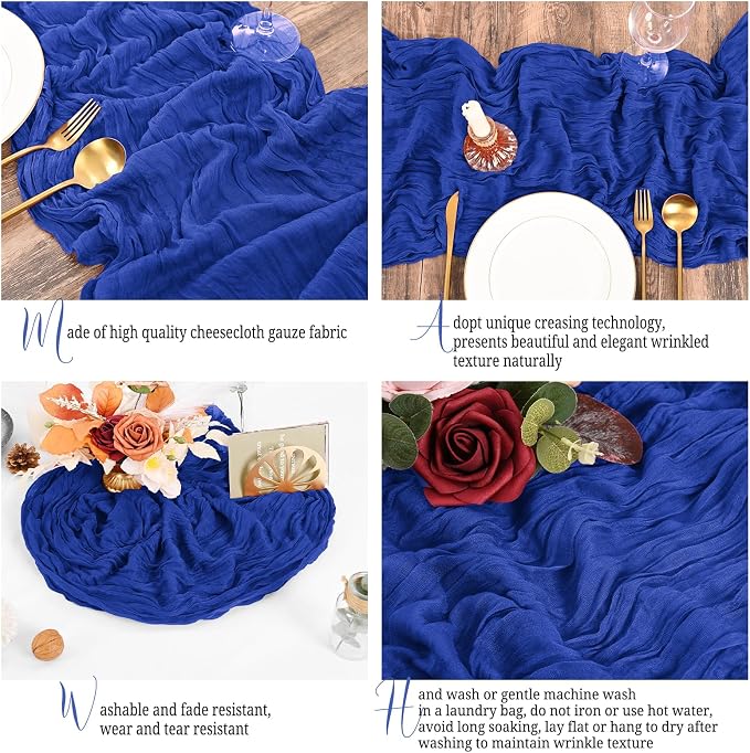 15 Pack Royal Blue Table Runners 17 x 108inch Cheesecloth Table Runner Boho - Image 4