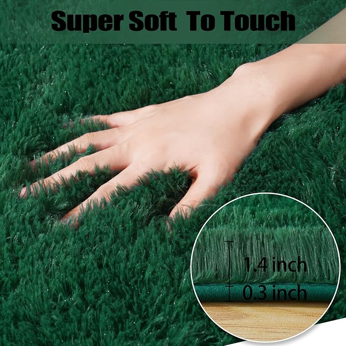 qulint 4x6 Area Rug for Bedroom, Fluffy Soft Shag Green Rugs for Living Room - Image 2
