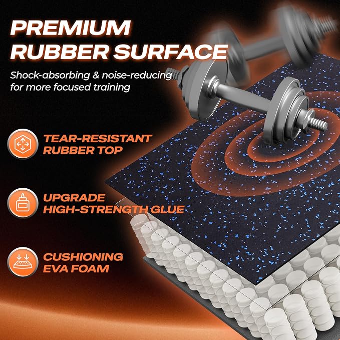 SUPERJARE 0.56'' Thick 48 Pcs 192 Sq Ft Rubber Top Exercise Equipment Mats - Image 5