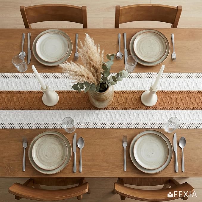 Boho Table Runner for Home Decor 12x72 Fall Runner Reddish Brown | 72 Inches - Image 7
