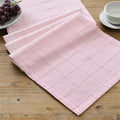 Linen Checked Farmhouse Table Runner, 13x36 Inches Pink | Raised Grid Design by ZEEMARTONLINE