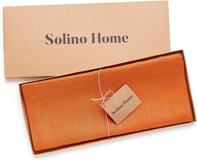 Solino Home 100% Pure Linen Dining Table Runner Orange, Fete 14 x 144 in | - Image 4