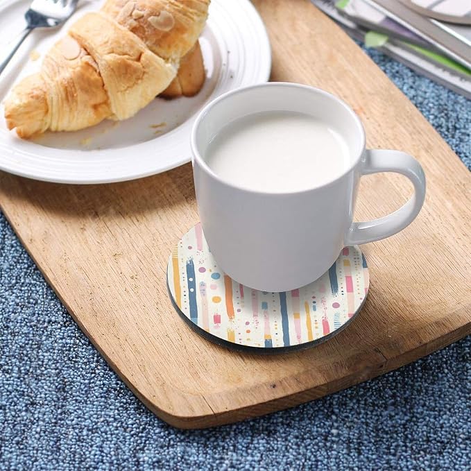 Stripes Tiny Dots Minimalist 4 Pcs Aesthetic Coaster Thick Heat Resistant Mats - Image 5