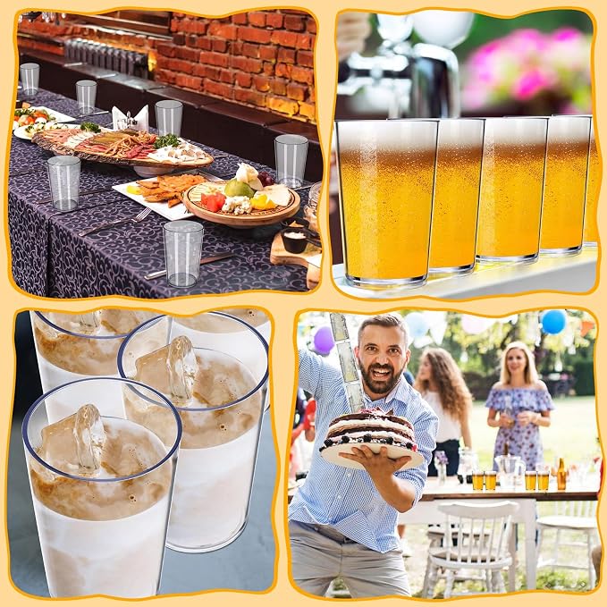 Meanplan 12 Pack Plastic Reusable Drinking Glasses Restaurant Grade 8 oz - Image 7