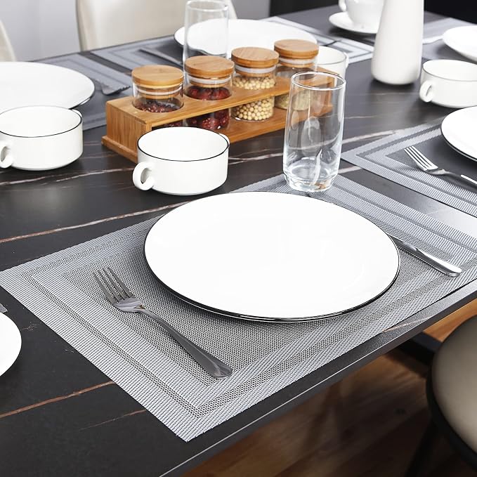 Placemats Set of 4, Vinyl PVC Heat Resistant Washable Placemats Set, Non Slip - Image 6